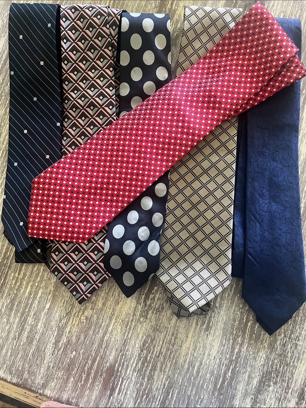 Set of 6 Classic Men's Red and Blues Geometric Tie - assortment of brands